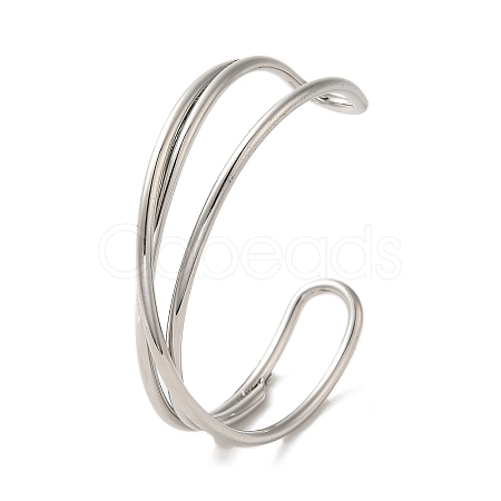 Non-Tarnish 304 Stainless Steel Wire Wrap Cuff Bangles BJEW-Q773-06B-P-1