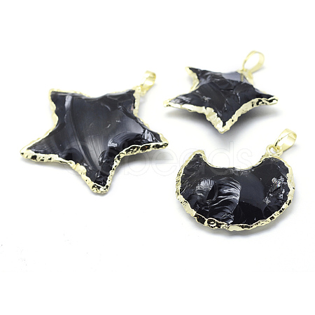 Natural Obsidian Pendants G-F543-01G-1