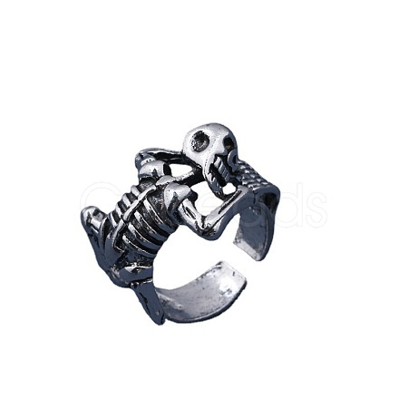 Alloy Skeleton Open Cuff Rings SKUL-PW0002-007AS-1