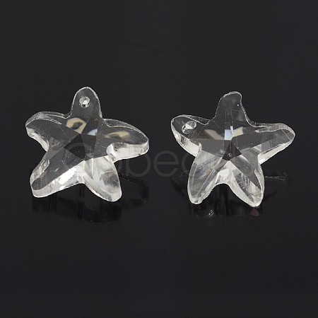 Faceted Starfish/Sea Stars Glass Charms GLAA-M026-03-1