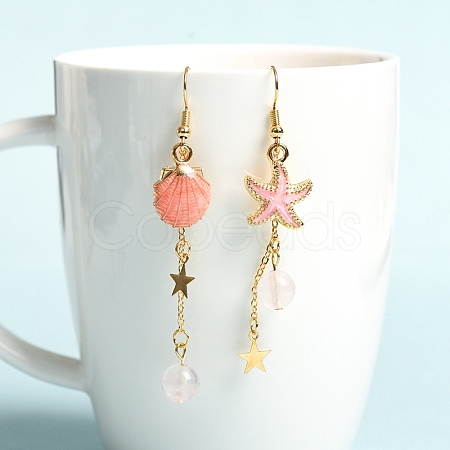 Natural Rose Quartz Dangle Earrings PW-WGD5B6D-05-1