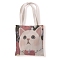 Cat Pattern Canvas Women's Tote Bags, Shoulder Bags for Shopping, Rectangle, Black, 37x33cm