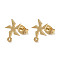 Ion Plating(IP) 304 Stainless Steel Stud Earring Findings, Windmill, Golden, 11x9.5mm, Hole: 1.2mm, Pin: 11x0.7mm