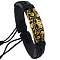 PU Leather Cord Adjustable Bracelets, Alloy Skull Link Bracelets for Men, Black, Inner Diameter: 2-1/8~2-3/4 inch(5.5~7cm)