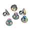 304 Stainless Steel Bead Cap Pendant Bails, for Globe Glass Bubble Cover Pendants, Rainbow Color, 4mm,Hole:1.50mm