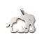 Non-Tarnish 304 Stainless Steel Pendants, Laser Cut, Elephant Charm, Stainless Steel Color, 24.5x32.5x1.5mm, Hole: 6x3.2mm