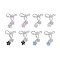 Brass Micro Pave Cubic Zirconia Pendants, with Glass, Flower, Real Platinum Plated, 25x18x4.2mm, Hole: 1.4mm