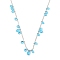 304 Stainless Steel Cubic Zirconia Teardrop & Flat Round Bib Ball Chain Necklaces for Women, Stainless Steel Color, Deep Sky Blue, 17.28 inch(43.9cm)