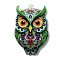 Acrylic Pendants, Owl, Green, 42x27.5x2mm, Hole: 1.5mm