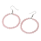 Fashionable Natural Rose QuartzHoop Earrings for Women, Versatile and Unique, Platinum, 59x42x4mm