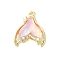 Rack Plating Alloy Pendants, with Rhinestone and Glass, Fishtail, Pink, 17x14x5mm, Hole: 1.2mm