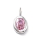 925 Sterling Silver Cubic Zirconia Oval Charms, Birthstone Charms with 925 Stamp, Silver Color Plated, Pearl Pink, 14.5x8x3mm, Hole: 3.5x2mm