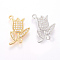 Brass Micro Pave Cubic Zirconia Links, Clear, Flower, Mixed Color, 18.5x12x2mm, Hole: 1mm