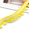 Ethnic Style Polyester Pom Pom Tassel Fringe Trim Ribbon, for Clother, Curtain Decoration, Yellow, 1-3/8 inch(35mm)