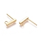 304 Stainless Steel Stud Earring Findings, with Loop, Rectangle, Real 18K Gold Plated, 10x2x2mm, Hole: 1.5mm, Pin: 0.8mm