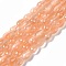 Cat Eye Beads Strands, Faceted, Teardrop, PeachPuff, 8x6mm, Hole: 0.9mm, about 45pcs/strand, 14.76~14.96 inch(37.5~38cm)