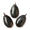 Natural Labradorite Pendants, Red Copper Tone Brass Teardrop Charms, 38x20.5x7.5~8mm, Hole: 5mm