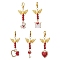 Valentine's Day Alloy Enamel Pendant Decoraton, Natural Red Agate Bead & Lobster Claw Clasps Charms, for Backpack Keychain Ornaments, Red, 49~52mm, 5pcs/set