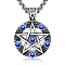 Star Stainless Steel Rhinestone Pendant Necklaces for Men, Sapphire, 23.62 inch(60cm)