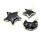 Natural Obsidian Pendants, with Brass Findings, Star with Moon, 33~45x35~48x5~10mm, Hole: 5x6~7mm