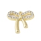 Rack Plating Alloy with Rhinestone Pendants, Bowknot, Golden, 16x17x3mm, Hole: 1mm