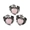 Natural Rose Quartz Pendants, Heart Charms, with Rack Plating Antique Silver Tone Alloy Dragon Findings, 51~52.5x55x10.5~11mm, Hole: 7x4.5mm