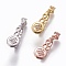 Brass Ice Pick Pinch Bails, with Cubic Zirconia, Coins, Clear, Mixed Color, 26.4x9.5x10.7mm, Hole: 5.5x3mm, Pin: 1mm