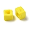 Handmade Lampwork Beads, Cube, Yellow, 8.5~10x8.5~10.5x8~10.5mm, Hole: 4mm