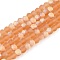 Transparent Glass Beads Strands, Faceted, Frosted, Half AB Color Plated, Rondelle, PeachPuff, 4x3.5mm, Hole: 1mm, about 113~115pcs/strand, 41~41.5cm