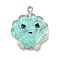 Marine Animal Series Resin Pendants, With Platinum Iron Loop & Glitter, Shell Shape, 25.5x21.5x6.5mm, Hole: 1.8mm