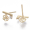 Brass Micro Pave Clear Cubic Zirconia Stud Earring Findings KK-N232-03-NF-3