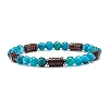 Natural Chalcedony & Synthetic Non-magnetic Hematite Beads Energy Stretch Bracelets Set BJEW-JB07142-03-3