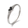 Heart 304 Stainless Steel Pave Shell Hinged Bangles for Women BJEW-I315-21P-02-1