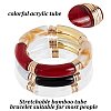 ANATTASOUL 3Pcs 3 Colors Acrylic Curved Tube Beaded Stretch Bracelets Set for Women BJEW-AN0001-22-3