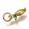 Brass Micro Pave Gold & Green Cubic Zirconia Charms X-ZIRC-I051-07G-3