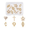 12Pcs 6 Styles Brass Micro Pave Clear Cubic Zirconia Connector Charms KK-TA0001-14-10