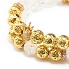 Natural Crackle Quartz & Lava Rock Round Beads Stretch Bracelets Set BJEW-JB07206-7