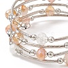 Glass Beads Five Loops Wrap Bracelets BJEW-JB09056-05-5