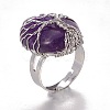 Adjustable Natural Amethyst Finger Rings RJEW-L090-B08-4