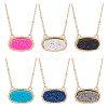 ANATTASOUL 6Pcs 6 Colors Simulated Druzy Resin Oval Pendant Necklaces Set with Alloy Satellite Chains NJEW-AN0001-59-1