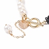 Natural Obsidian & Pearl Beaded Bracelet with Alloy Enamel Heart Charms BJEW-JB08039-06-6
