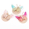 Handmade Glitter Powder Glass Wire Wrapped Pendants PALLOY-JF00458-1