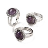 Natural Mixed Stone Round Adjustable Rings RJEW-K271-02P-2