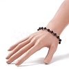 Natural Lava Rock Round & Glass Column Beaded Stretch Bracelet BJEW-JB08623-4