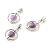 Alloy Linking Rings & Heart Natural Amethyst Pendant Decorations HJEW-JM00604-05-1