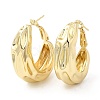 Brass Textured Thick Hoop Earrings for Women EJEW-K248-07G-1
