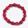 Synthetic Coral Beaded Stretch Bracelets BJEW-S134-73-1