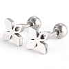 Tarnish Resistant 201 Stainless Steel Flower Barbell Cartilage Earrings EJEW-R147-26-1