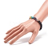 Natural Lava Rock & Gemstone Chips Stretch Bracelet with Alloy Cross BJEW-JB08583-01-2