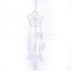 Handmade Flower Woven Net/Web with Feather Wall Hanging Decoration HJEW-A001-03B-1